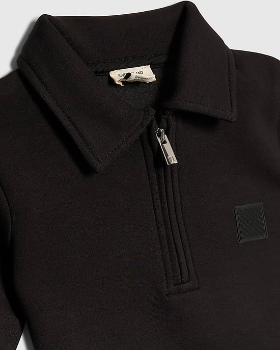 River Island Mini Boys Polo Shirt & Shorts Set Black Luminis 2 Piece - Image 3