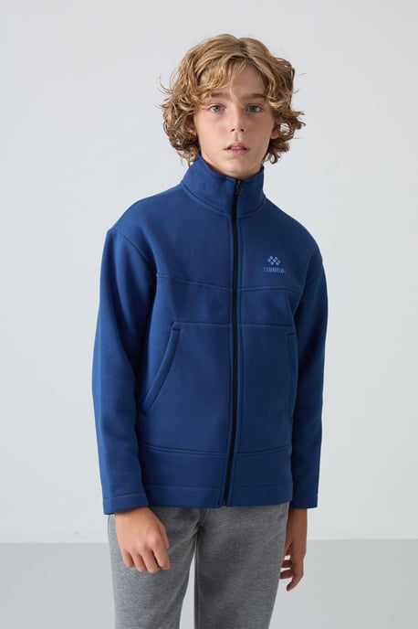 Sweatshirt voor jongeren met ritskraag en zak - Image 1