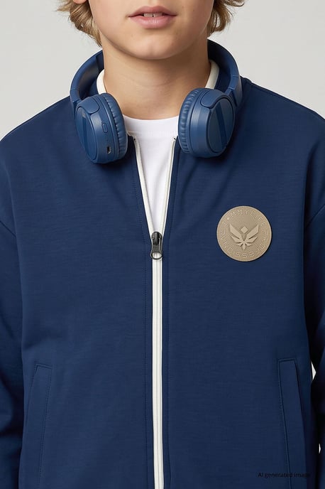 Sweatshirt voor jongeren met rits en ronde hals - Image 2