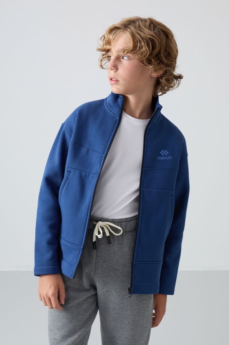 Sweatshirt voor jongeren met ritskraag en zak - Image 2