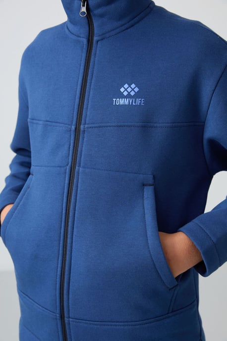 Sweatshirt voor jongeren met ritskraag en zak - Image 3