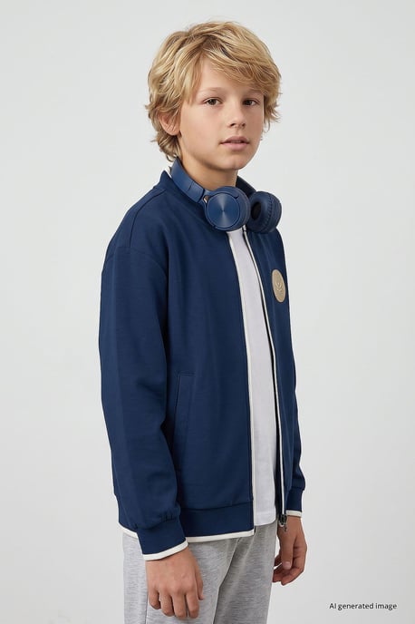 Sweatshirt voor jongeren met rits en ronde hals - Image 4