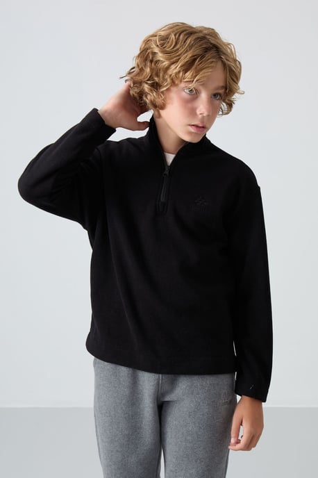 Jongerensweatshirt met halve rits en borduursel - Image 1