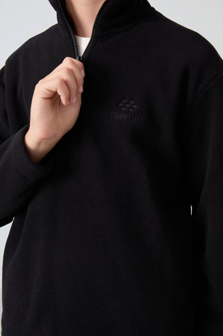 Jongerensweatshirt met halve rits en borduursel - Image 3