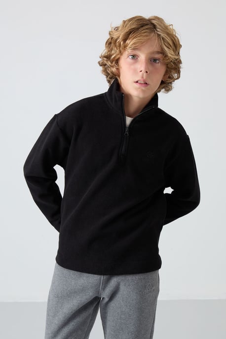 Jongerensweatshirt met halve rits en borduursel - Image 4