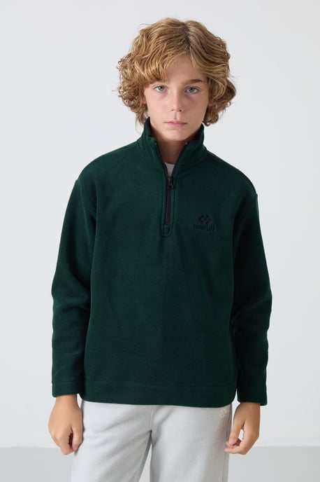 Pluchen sweatshirt voor jongeren met halve rits - Image 2