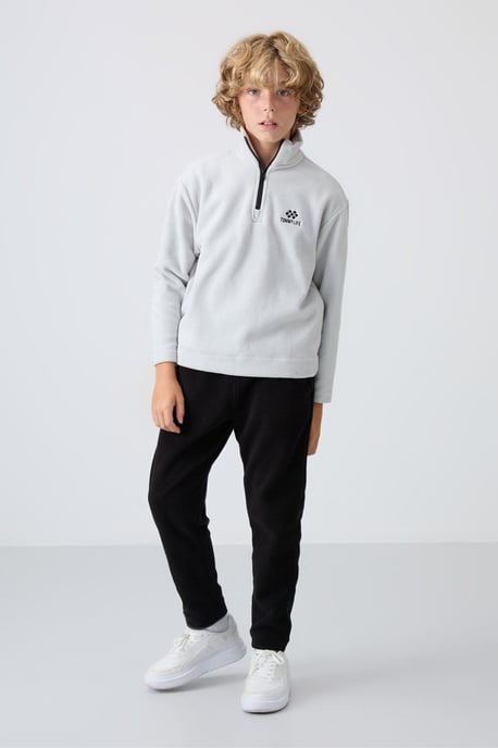 Pluchen sweatshirt voor jongeren met halve rits - Image 3