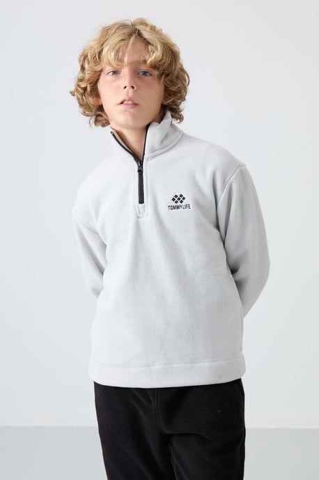Pluchen sweatshirt voor jongeren met halve rits - Image 5