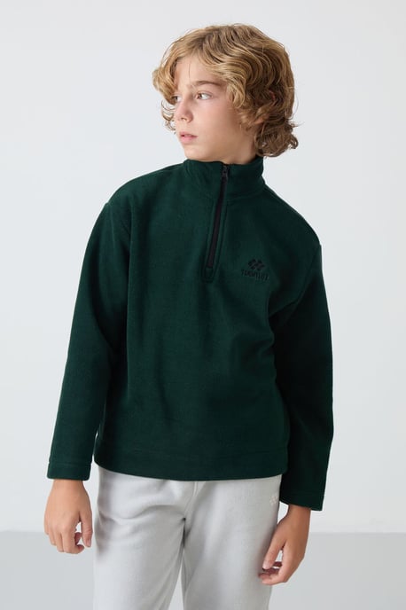 Pluchen sweatshirt voor jongeren met halve rits - Image 6