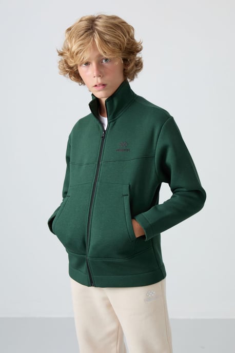 Sweatshirt voor jongeren met ritssluiting bij de kraag en zak - Image 1