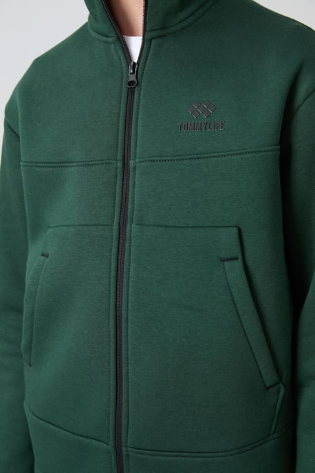 Sweatshirt voor jongeren met ritssluiting bij de kraag en zak - Image 3