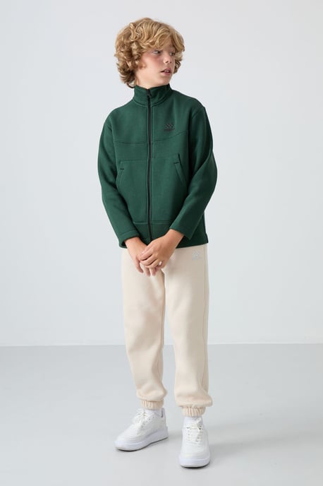 Sweatshirt voor jongeren met ritssluiting bij de kraag en zak - Image 4