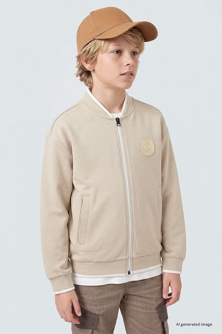 Sweatshirt voor jongeren met ronde hals en rits - Image 4