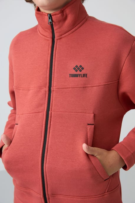 Sweatshirt voor jongeren met ritskraag en zak - Image 3