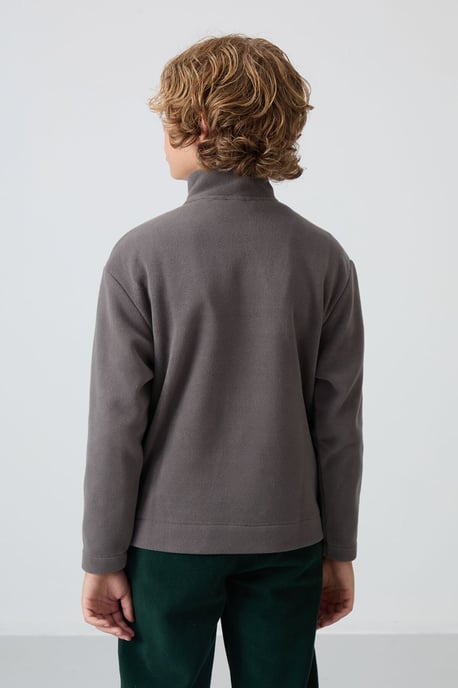 Sweatshirt voor jongeren met halve rits en borduursel - Image 5
