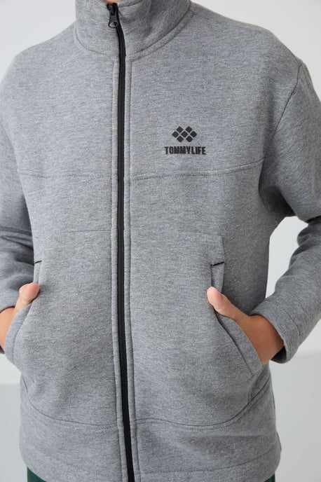 Tommy Life sweatshirt voor jongeren met kraag met rits en zak - Image 2
