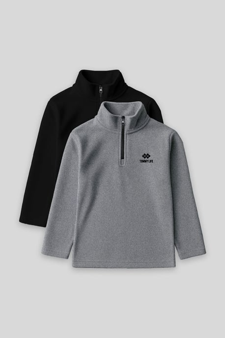 Pluchen sweater voor jongeren met halve rits - Image 1