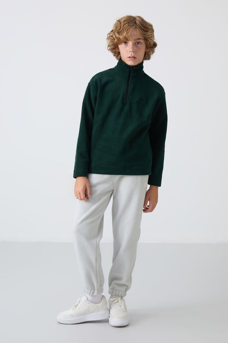 Geborduurde kindersweater met halve rits - Image 2