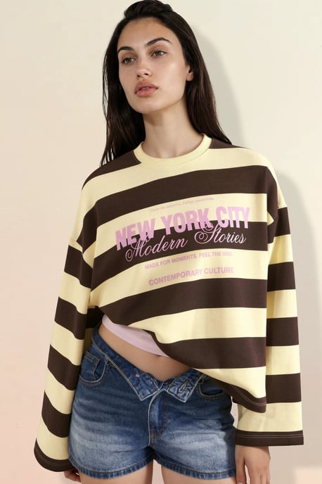 Oversized sweatshirt met strepen van 100% katoen - Image 2