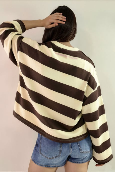 Oversized sweatshirt met strepen van 100% katoen - Image 3