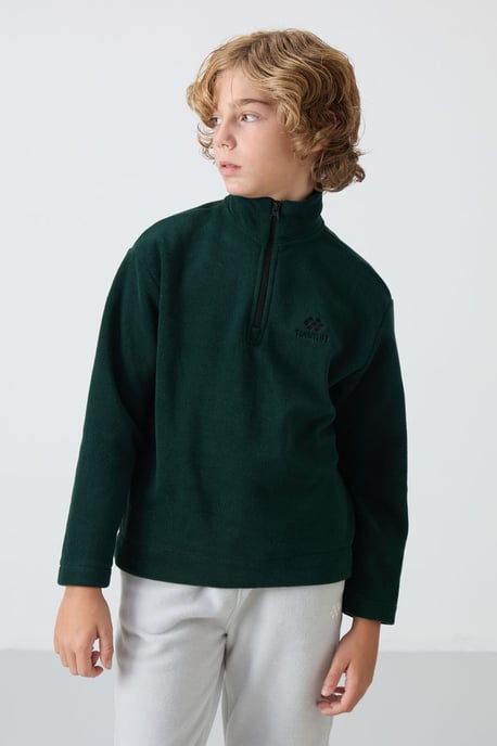 Geborduurde kindersweater met halve rits - Image 4