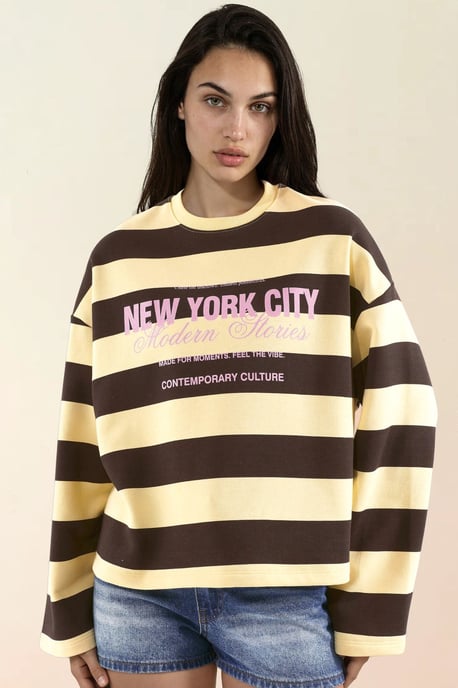 Oversized sweatshirt met strepen van 100% katoen - Image 4