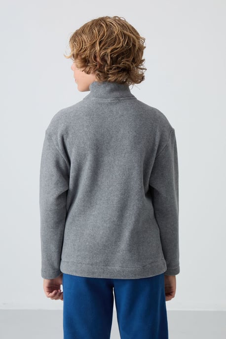 Sweatshirt voor jongeren met halve rits en borduursel - Image 5