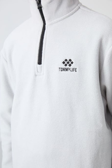 Sweatshirt voor jongeren met halve rits en borduursel - Image 2