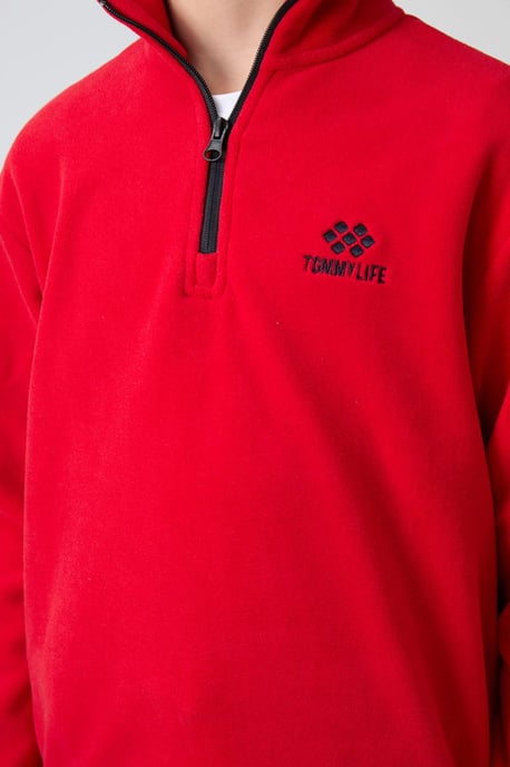 Sweatshirt voor jongeren met halve rits en borduursel - Image 3