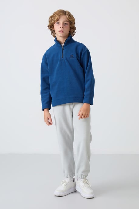 Sweatshirt voor jongeren met halve rits en borduursel - Image 2
