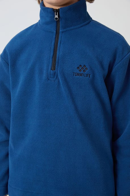 Sweatshirt voor jongeren met halve rits en borduursel - Image 3