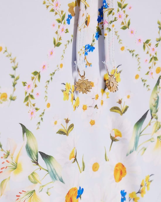 River Island Womens Swimsuit Blue Floral Print Tie Front Charms - Image 5