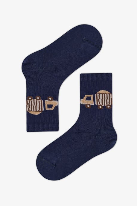 Boys' Tractors Car Patterned Double Crew Socks - Image 4