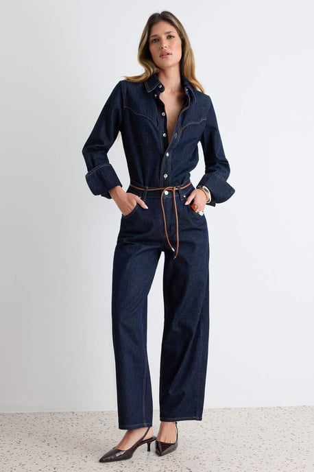 TRENDYOLMİLLA Dames Donkerblauw Effen Barrel Hoge taille Jeans - Image 4