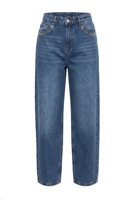 TRENDYOLMİLLA Dames Blauw Effen Barrel Hoge taille Jeans - Image 1