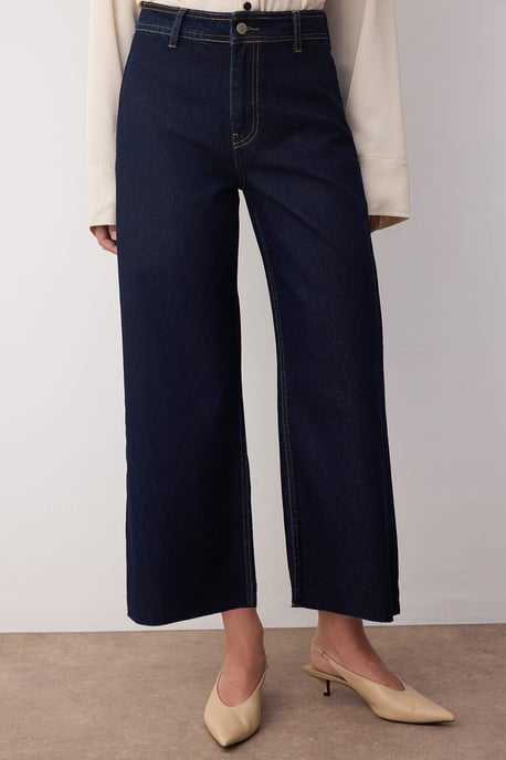 TRENDYOLMİLLA Dames Blauw Effen Culotte Normale taille Jeans - Image 2
