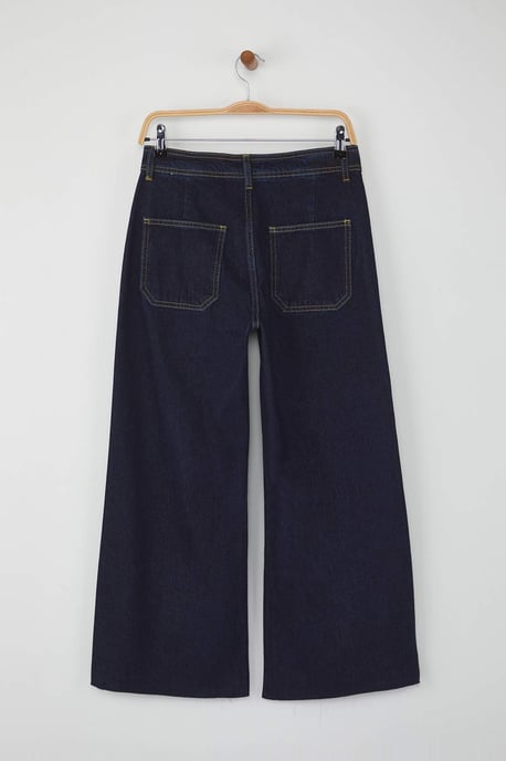 TRENDYOLMİLLA Dames Blauw Effen Culotte Normale taille Jeans - Image 5