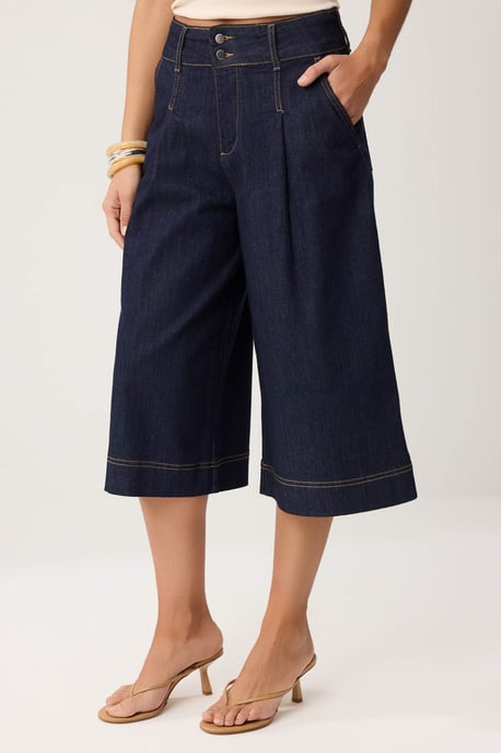 TRENDYOLMİLLA Dames Blauw Effen Culotte Hoge taille Jeans - Image 2