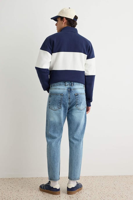 TRENDYOL MAN Men's Dark blue Plain Boyfriend Normal waist Jeans - Image 3