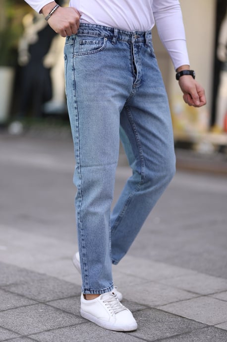 TRENDYOL MAN Men's Dark blue Plain Boyfriend Normal waist Jeans - Image 5