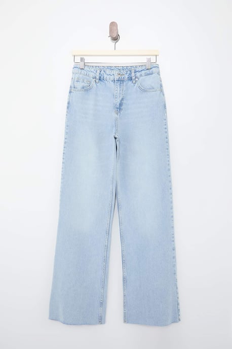 TRENDYOLMİLLA Dames Blauw Effen Wijde pijp Hoge taille Jeans - Image 4