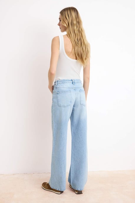 TRENDYOLMİLLA Dames Blauw Effen Wijde pijp Normale taille Jeans - Image 5