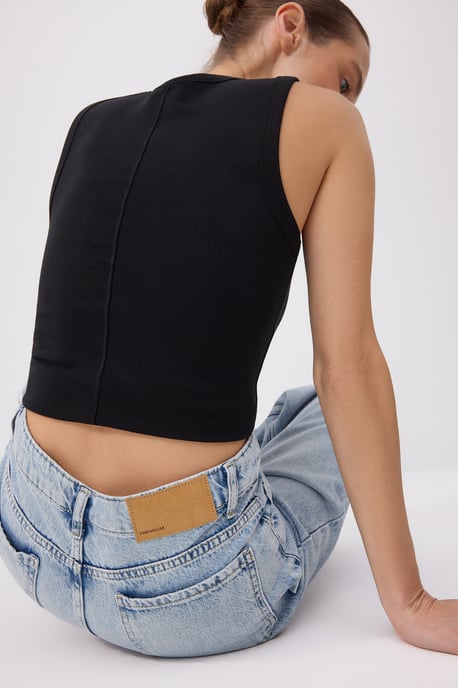 TRENDYOLMİLLA Dames Blauw Effen Wijde pijp Normale taille Jeans - Image 2