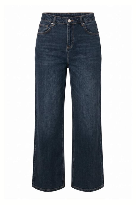 TRENDYOLMİLLA Dames Donkerblauw Effen Wijde pijp Hoge taille Jeans - Image 4