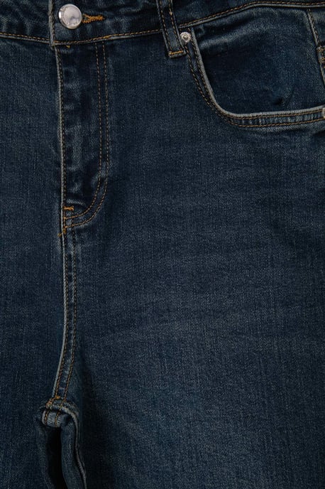TRENDYOLMİLLA Dames Donkerblauw Effen Wijde pijp Hoge taille Jeans - Image 5