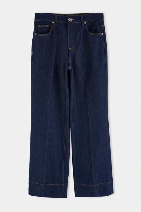 TRENDYOLMİLLA Dames Donkerblauw Effen Wijde pijp Normale taille Jeans - Image 5
