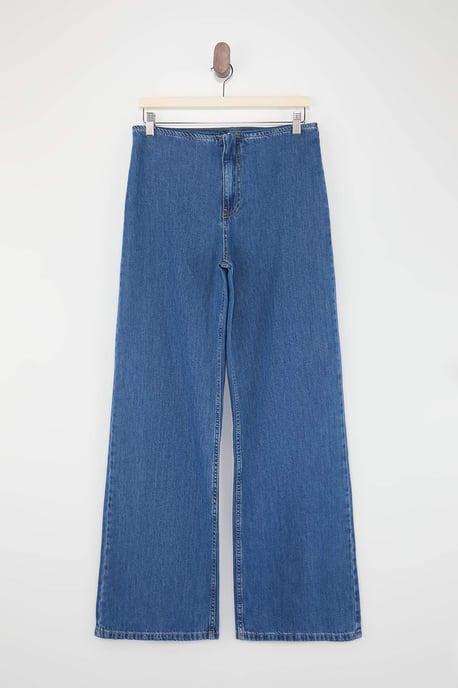 TRENDYOLMİLLA Dames Blauw Effen Wijde pijp Normale taille Jeans - Image 1