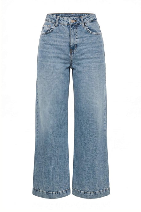 TRENDYOLMİLLA Dames Blauw Effen Wijde pijp Hoge taille Jeans - Image 4