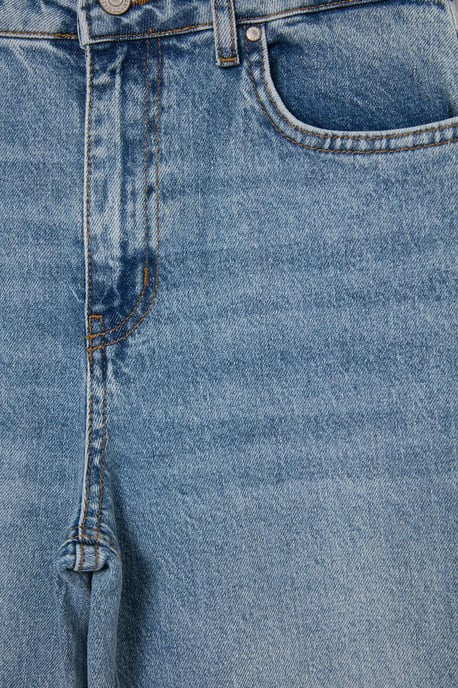TRENDYOLMİLLA Dames Blauw Effen Wijde pijp Hoge taille Jeans - Image 5