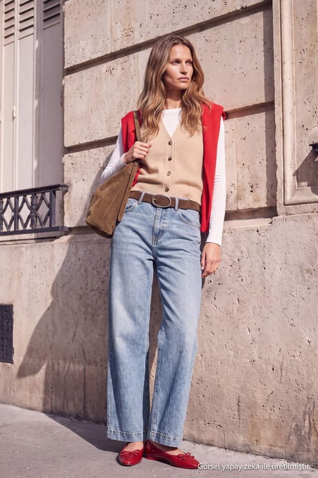 TRENDYOLMİLLA Dames Blauw Effen Wijde pijp Hoge taille Jeans - Image 6